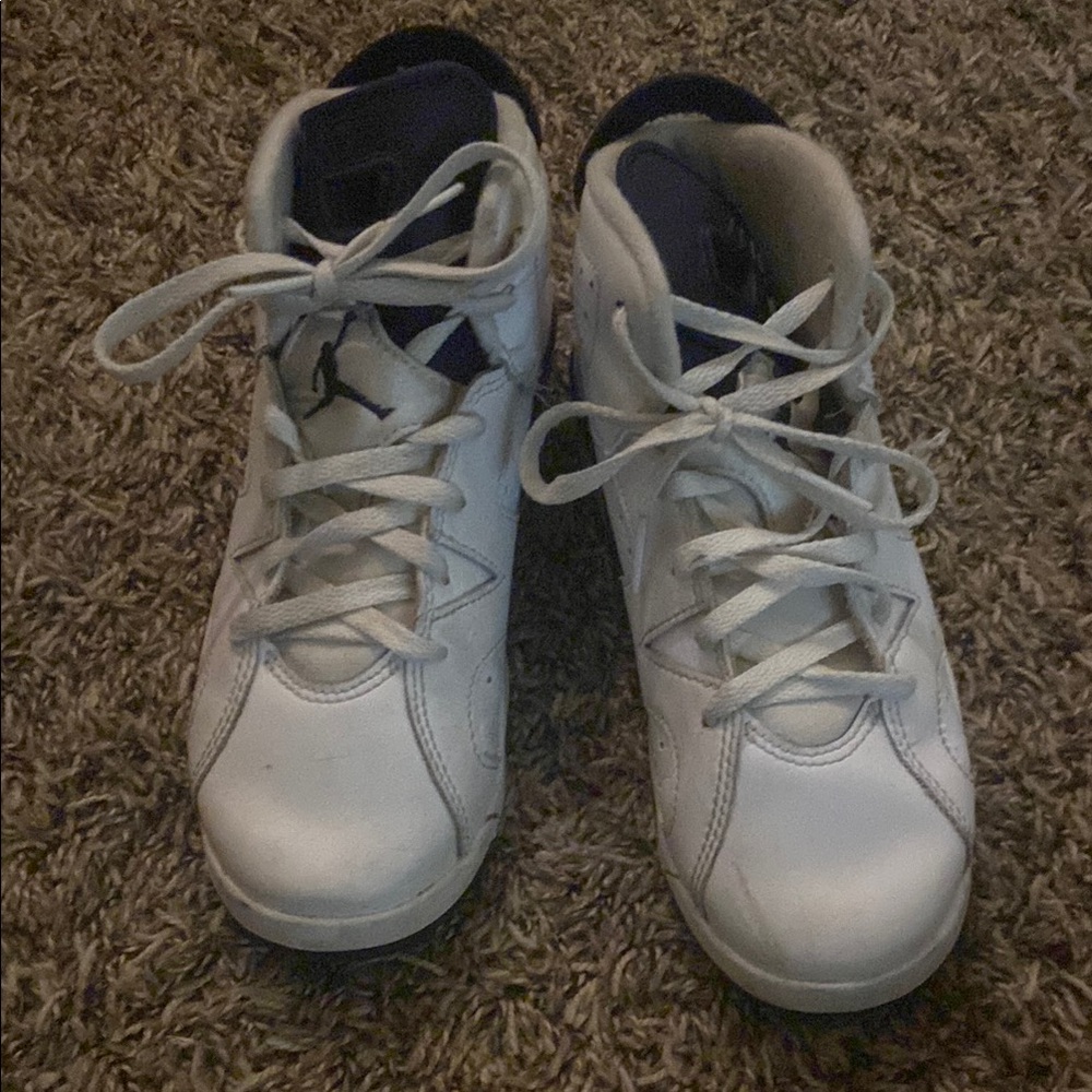 Jordan 6 - SIZE 2 Kids - Hightop, White and Navy Sneakers